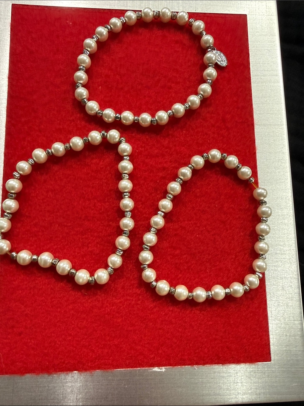 Cookie Lee Faux Pearl Stretch Bracelets